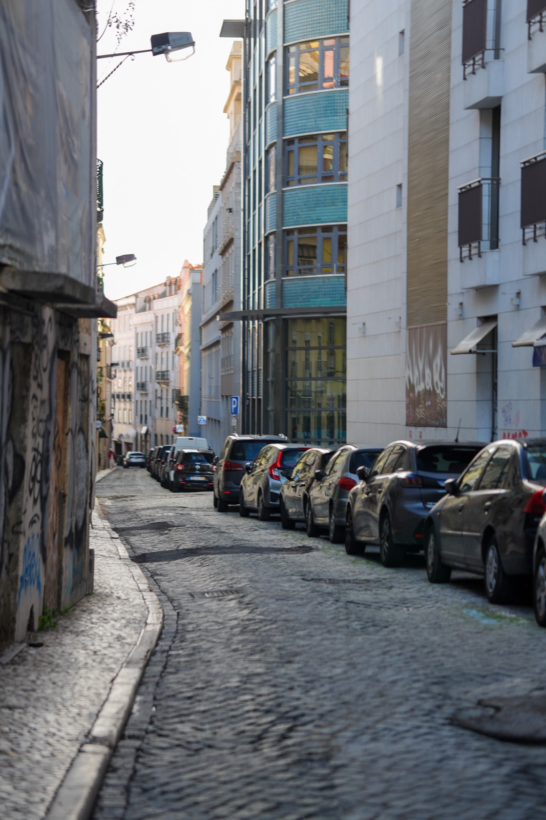 A tiled street corner in Lisbon